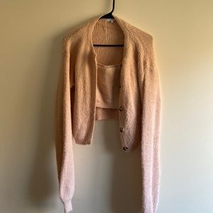 Crescent Cropped Tank and Sweater Set